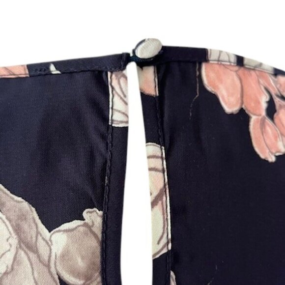 Anthropologie Skies are Blue Navy Boho Peasant Floral Print Bell Sleeves Top Sm - Picture 8 of 11